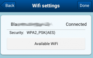 Wifi configuration screenshot that says "Connected"